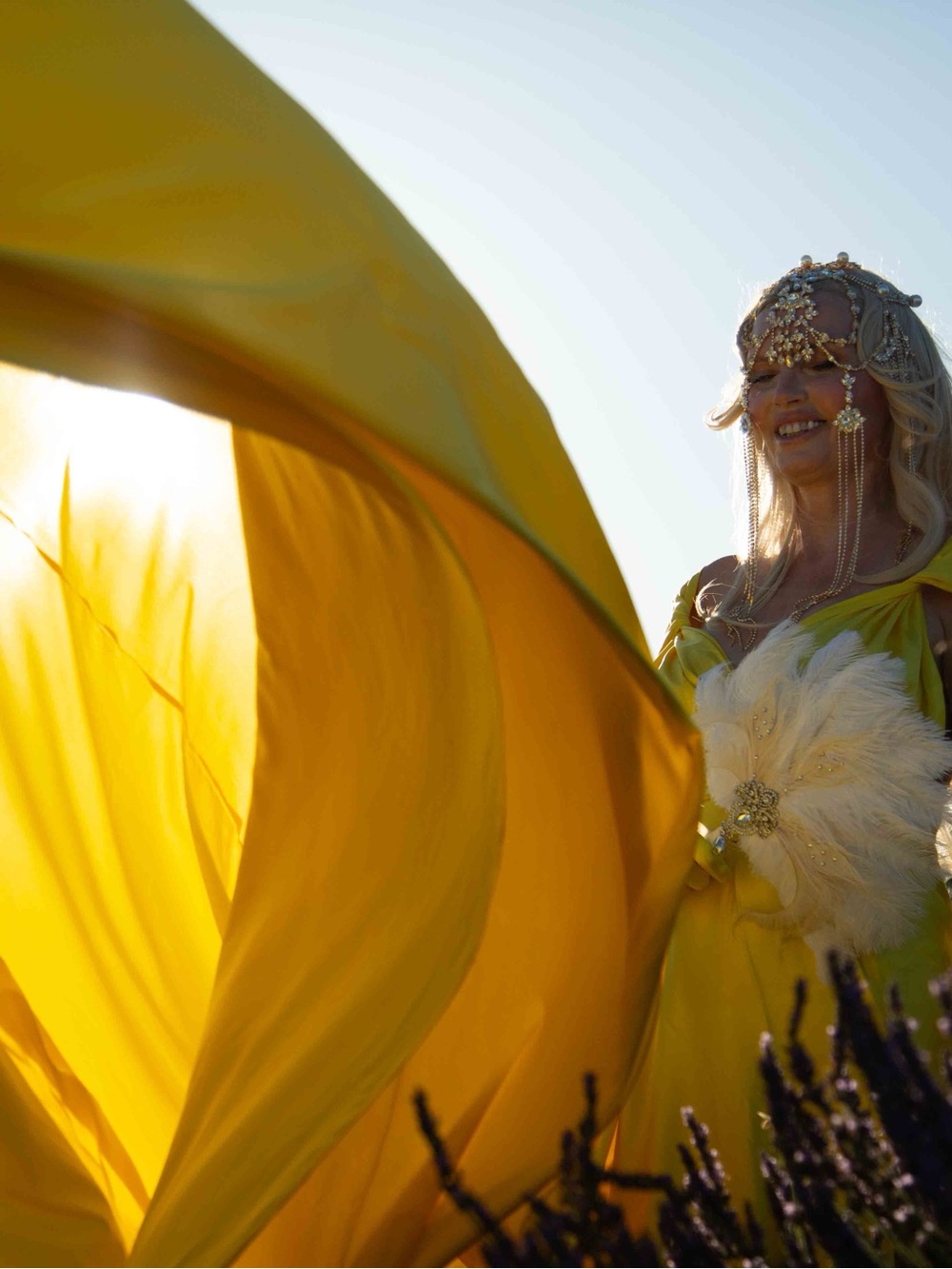 Yellow Flowing Goddess flying dress